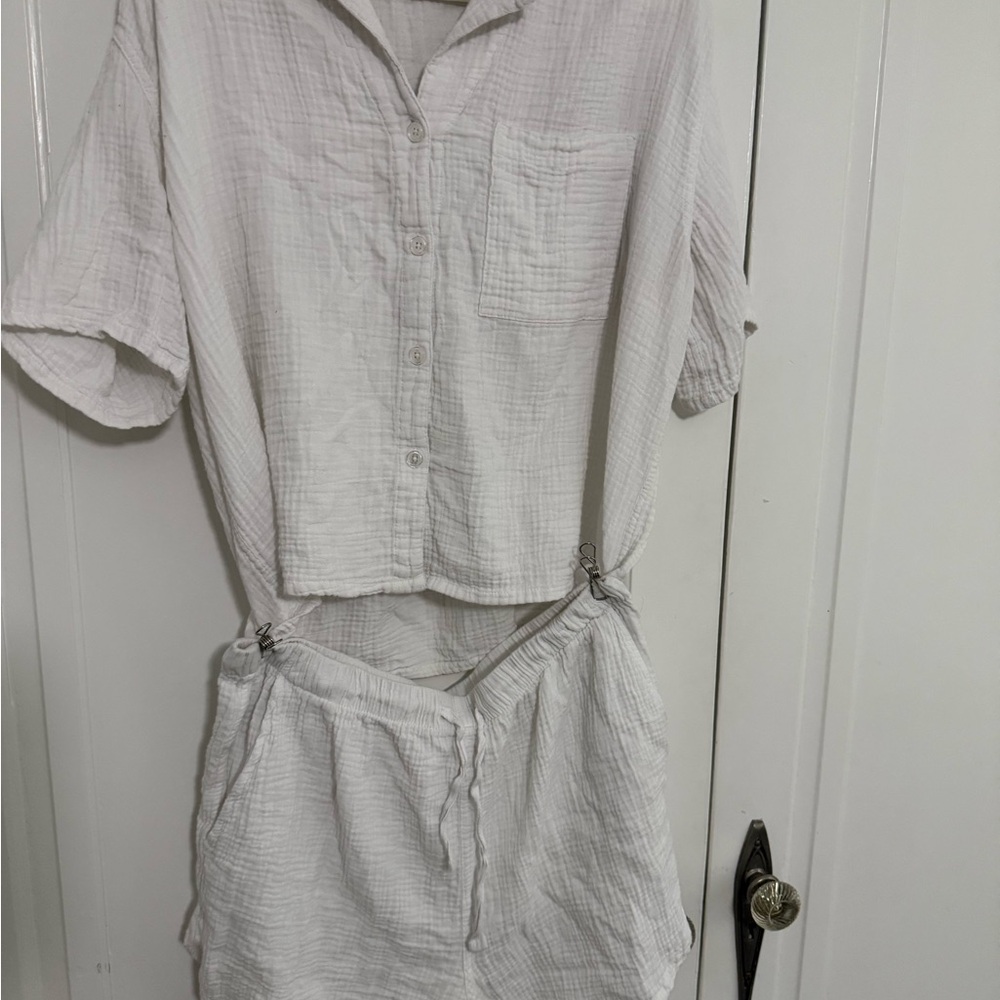 Stars Above White Button-Up Top